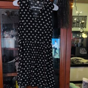 Divided Black and White Mini Sundress with Peter Pan Collar